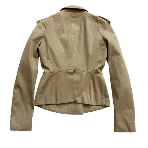 Burberry London Cropped Trench Jacket S Tan Cotton Italy Made Double Breasted - Picture 7 of 10